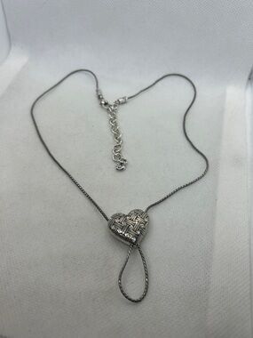 Brighton Silver Heart Pendant Lariat Necklace - Women's Jewelry